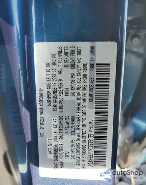 2019 Mazda Cx-5 Signature z USA, uszkodzony, nr VIN JM3KFBEY7K0695136